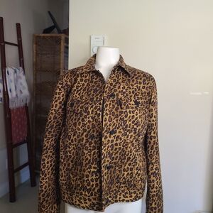 Ralph Lauren Leopard Print Womens Jean Jacket Size M
